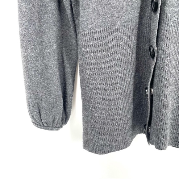 Michael Kors Gray VNeck Snap Button Cardigan - Picture 3 of 9
